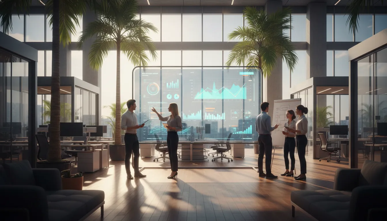 Visualize data-driven SEO strategies in a happy office. Learn how to improve your SEO ranking fast with these analytics dashboard examples.