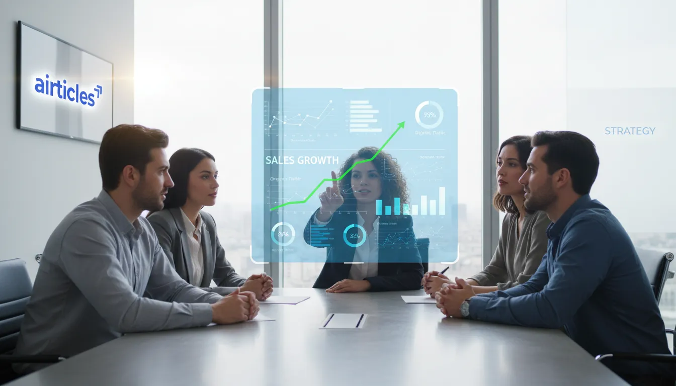 empreendedores-painel-seo-ecommerce.webp Empreendedores analisam painel SEO e-commerce holográfico, planejando estratégias para vender mais em 2026.