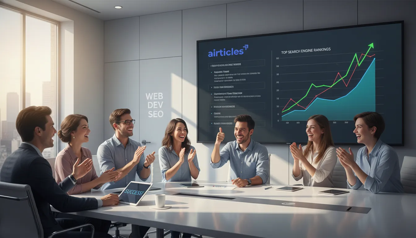 Time celebra resultados de sucesso ao aplicar melhores práticas em web dev SEO e crescimento.