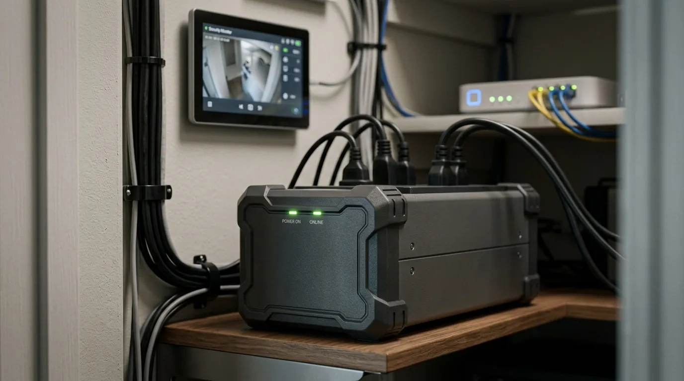 Equipamento de proteção ativa e sistemas de energia garantindo o funcionamento de aparelhos eletrônicos.