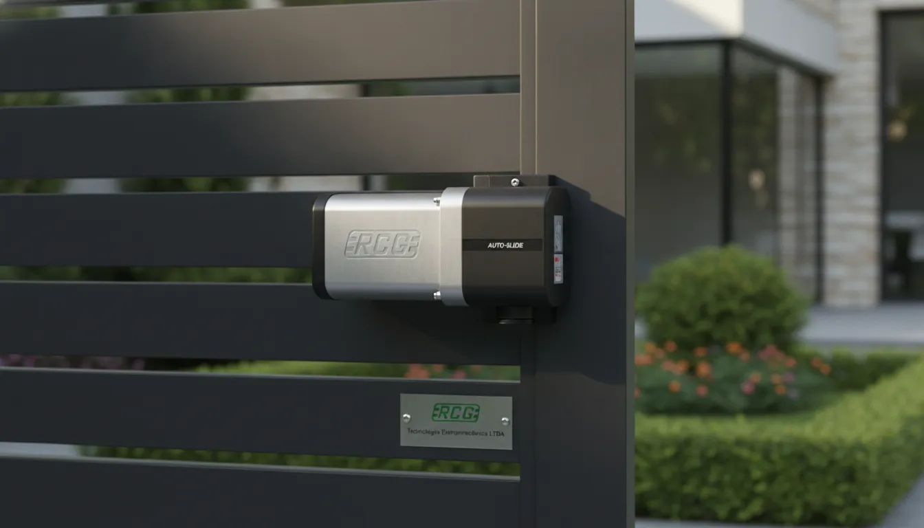 motor-eletrico-portao-rcg-moderno.webp Motor elétrico portão RCG instalado em portão deslizante moderno, destacando tecnologia e segurança.