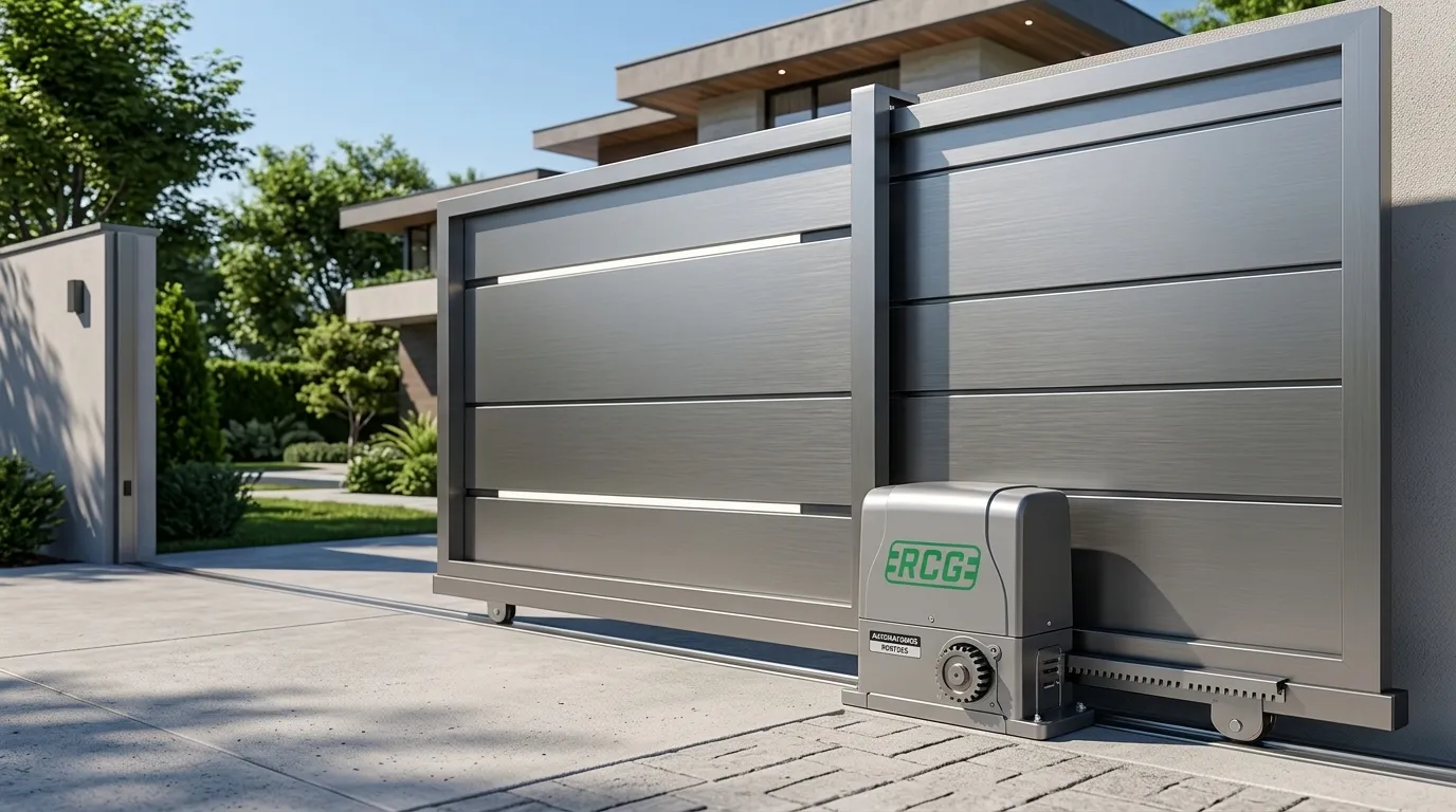 Automatismos portões residenciais instalados em portao de correr moderno cinza de alto padrao