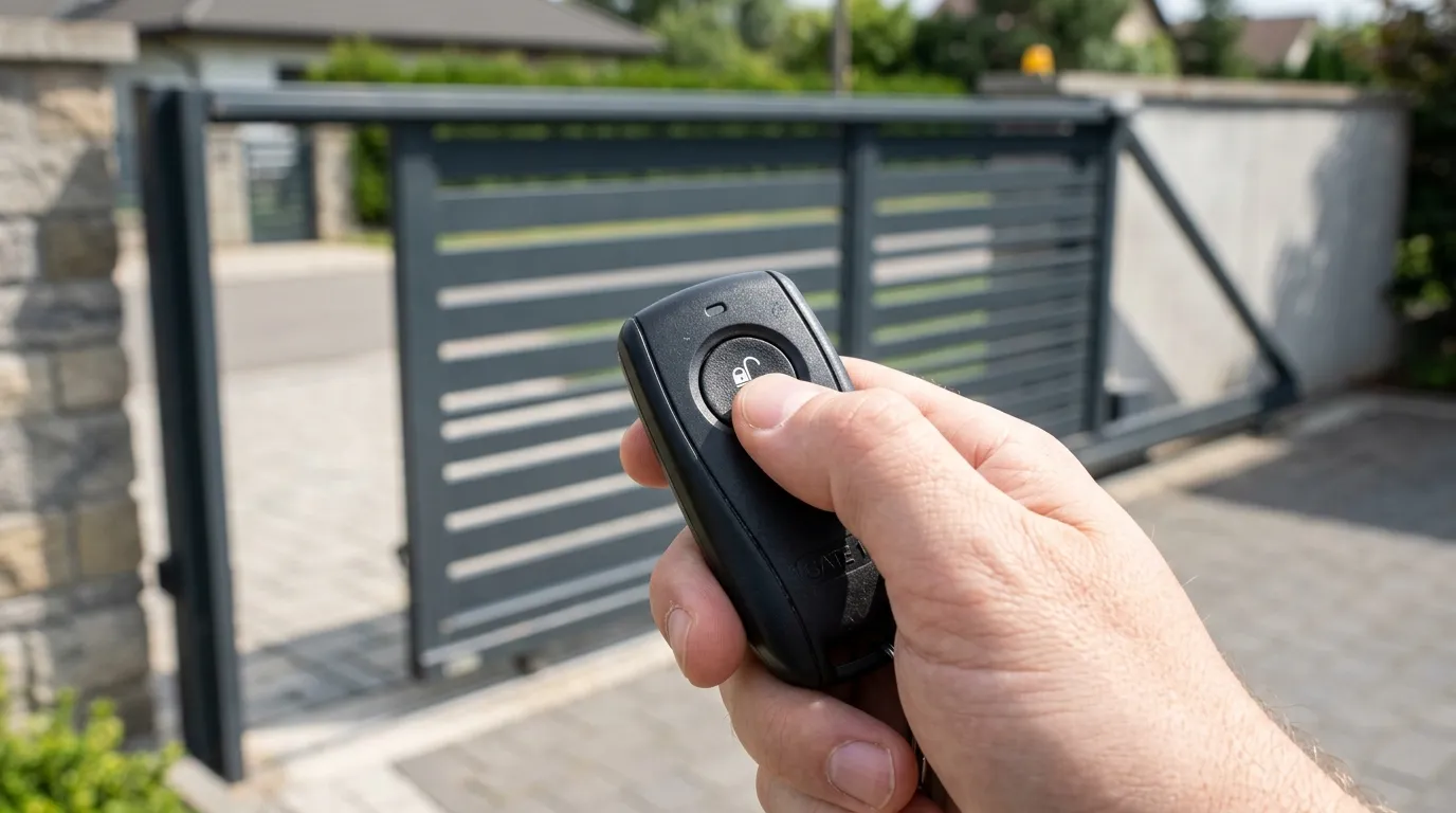 mao-configurando-botao-controle-portao.webp Mão configurando o botão de um controle remoto de portão automático residencial.