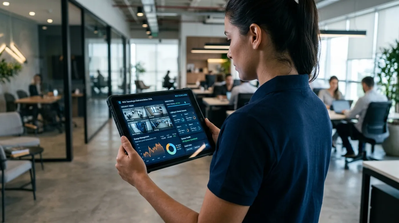 Painel de controle de uma empresa de monitoramento e segurança em dispositivo móvel.